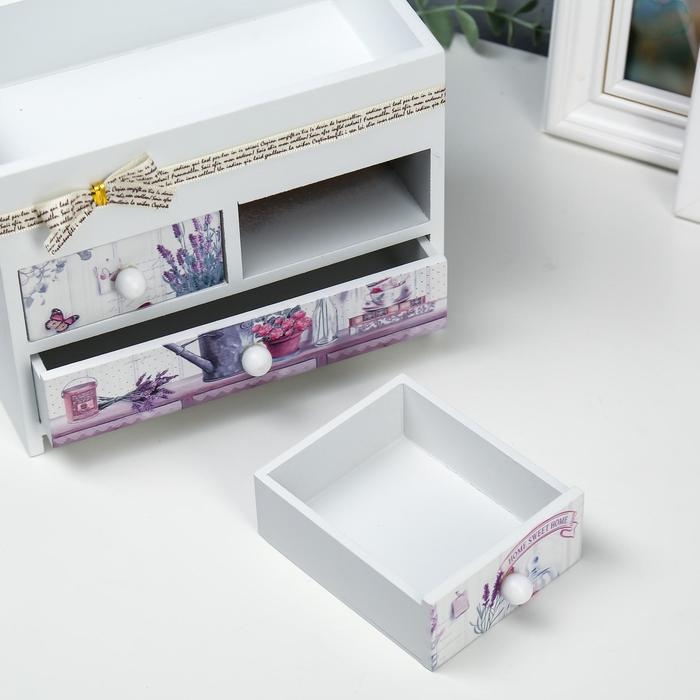 Шкатулка дерево комод 3 ящика "Лаванда" 14,9х19,8х11,4 см