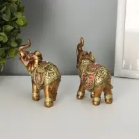 Фигурка полистоун &laquo;Африканский слон в золотой, ажурной попоне&raquo;, 8.5&times;7&times;3 см, МИКС