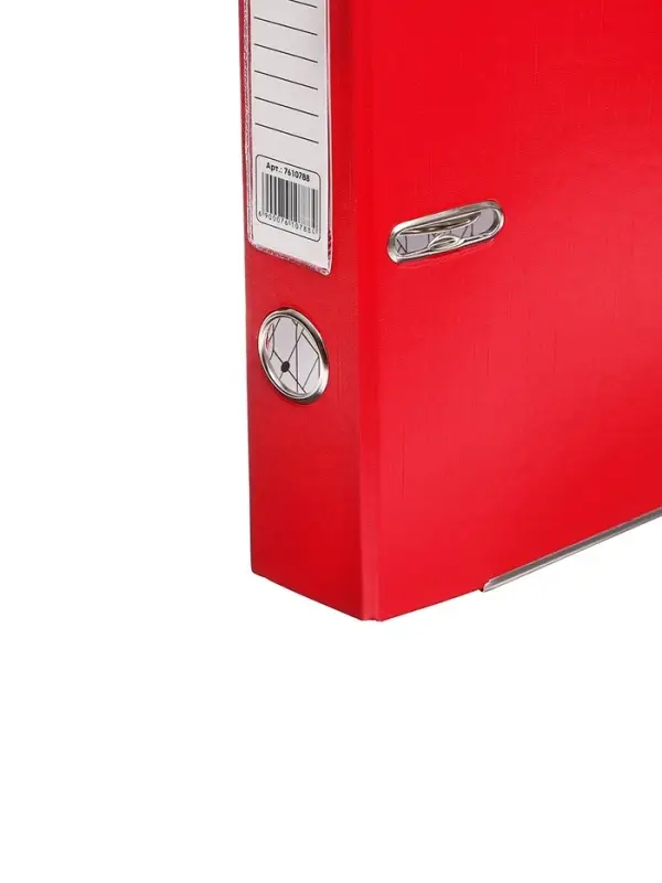 Папка-регистратор А4, 50 мм, ПВХ, тиснение &laquo;лен&raquo;, металлическая окантовка, карман на корешок, собранная, красная