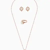 Гарнитур 3 предмета: серьги, кулон, кольцо безразмерное &laquo;Эдель&raquo;, с жемчугом цветок, белые в золоте, 45 см