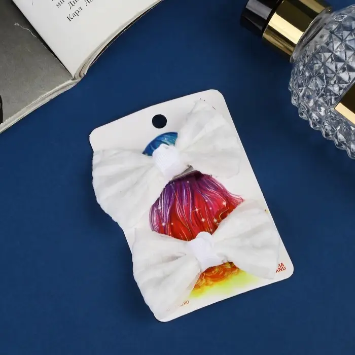 Зажимы для волос «Школьница», набор 2 шт., узор, 6 см, белые