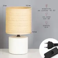 Лампа настольная RISALUX &laquo;Хавьер&raquo;, Е14, 1&times;40 Вт, 13&times;13&times;23 см, белая
