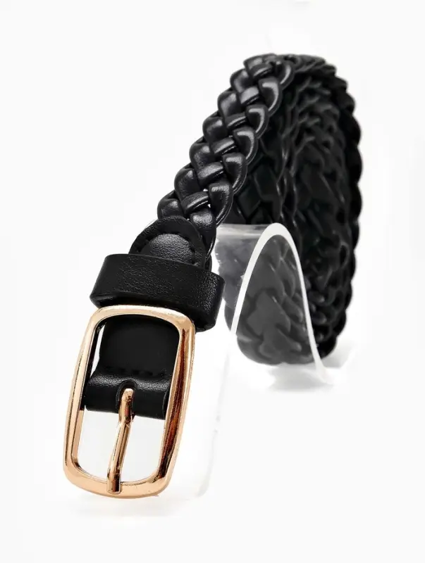 Ремень женский плетёный, 110&times;1.8 см, пряжка металл, золотистая, чёрный