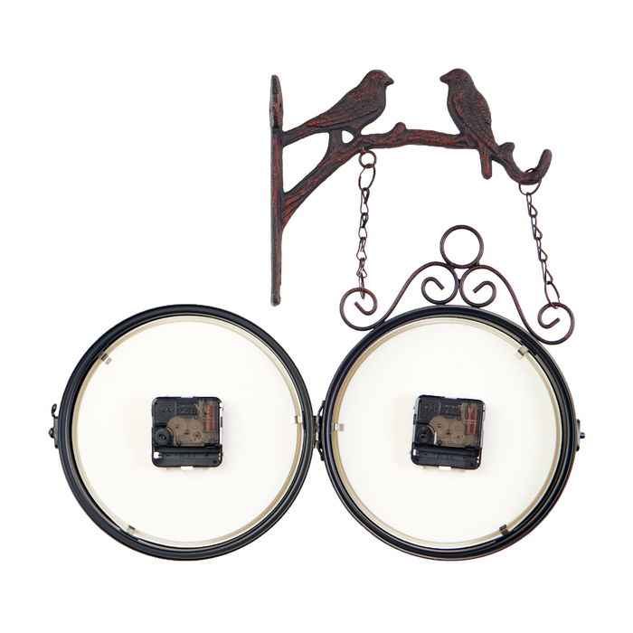 Часы настенные двусторонние, на подвесе  Часы настенные двусторонние, на подвесе "Птички", бесшумные, циферблат d-17 см, 24 х 40 см