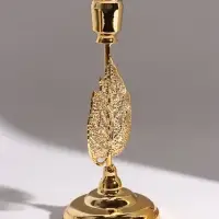 Подсвечник &laquo;Листочек&raquo;, 19.5 см, d=2.3 см, золотой