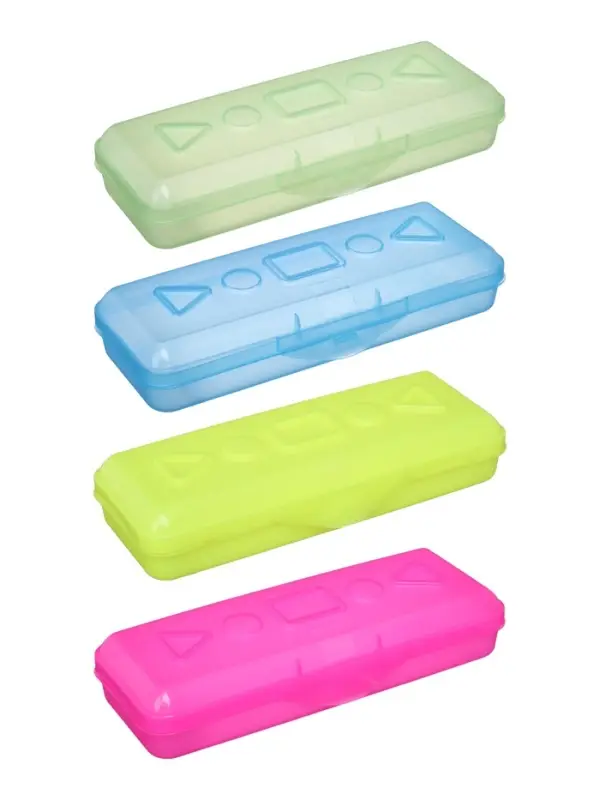 Пенал - футляр Calligrata &laquo;Школьный&raquo;, 80&times;205&times;38 мм, полупрозрачный. пластиковый, МИКС