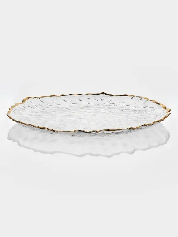 Тарелка стеклянная "Риччи", золотой обод, 33х2 см