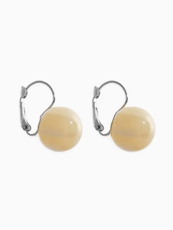 Серьги пластик &laquo;Шар №16&raquo;, с разводами и блёстками, цвет молочный в серебре