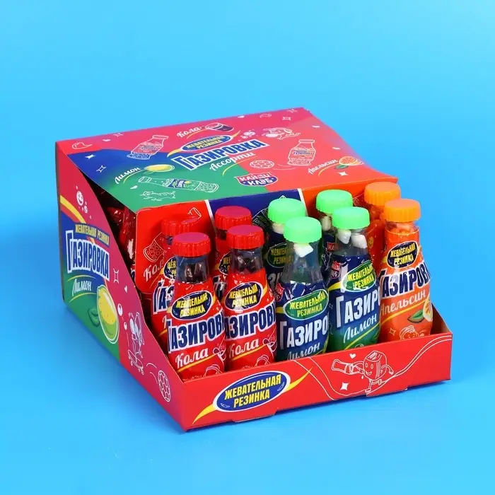 Мини жевательная резинка в бутылочках, ассорти, 7 г Мини жевательная резинка в бутылочках, ассорти, 7 г