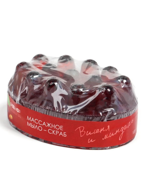 Мыло массажное со скрабом "Вишня и миндаль", 100 г, Добропаровъ