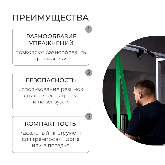 Эспандер ленточный многофункциональный ONLYTOP, 208&times;1.3&times;0.5 см, 2-15 кг, цвет зелёный