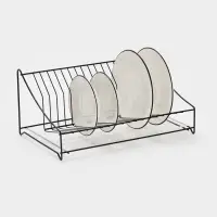Сушилка для тарелок с поддоном, 38&times;17.5&times;23.5 см, чёрная