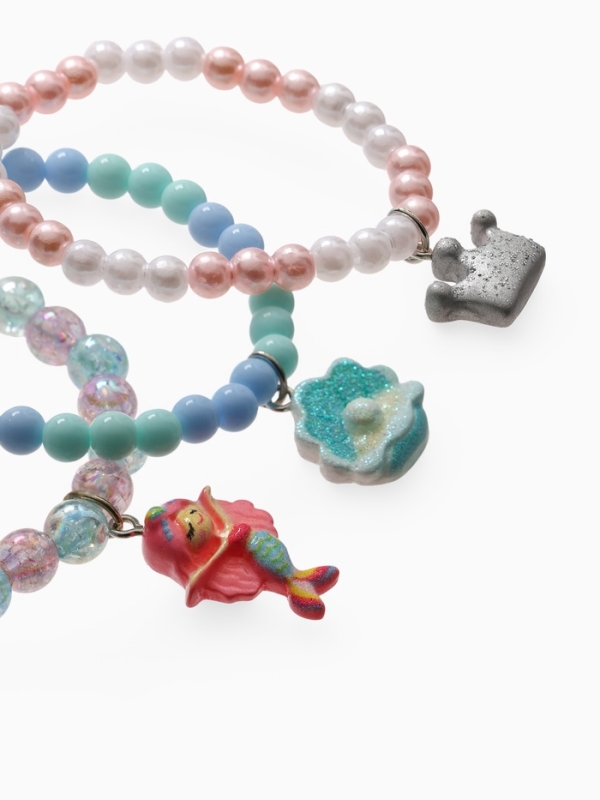 Браслет детский  Браслет детский "Выбражулька" 3шт, сияние, русалка, корона, ракушка, цветной