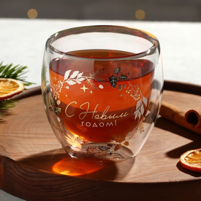 Новый год. Стакан с двойными стенками «С новым годом», 250 мл Новый год. Стакан с двойными стенками «С новым годом», 250 мл
