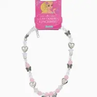 Бусы детские "Выбражулька" стиль, бабочка, цвет бело-розовый в серебре