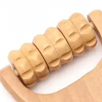 Массажёр роликовый, деревянный с ручкой, 14.5&times;8&times;3 см, 3 роллера