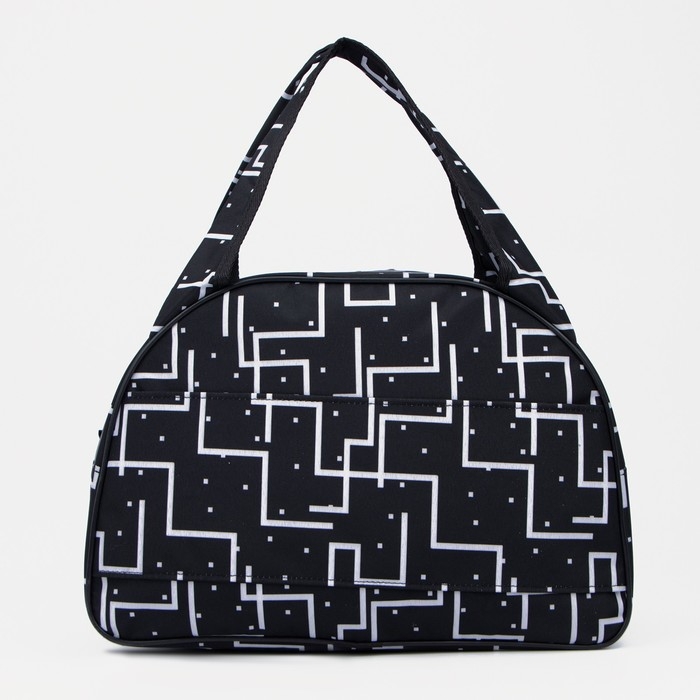 Сумка дорожная женская на молнии, держатель для чемодана, цвет чёрный / белый Сумка дорожная женская на молнии, держатель для чемодана, цвет чёрный / белый