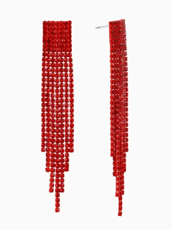 Серьги висячие со стразами &laquo;Маскарад&raquo; ступенька, цвет красный, 9.7 см