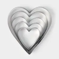 Формы для печенья Доляна &laquo;Сердечко&raquo;, набор 5 шт., 7.5&times;7.4 см, металл, серебристые