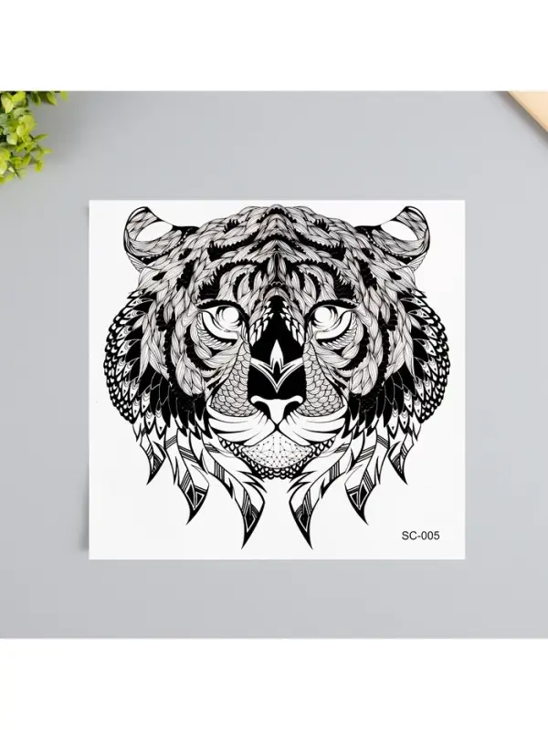 Переводная тату на тело чёрная &laquo;Тигр&raquo;, 38&times;24 см