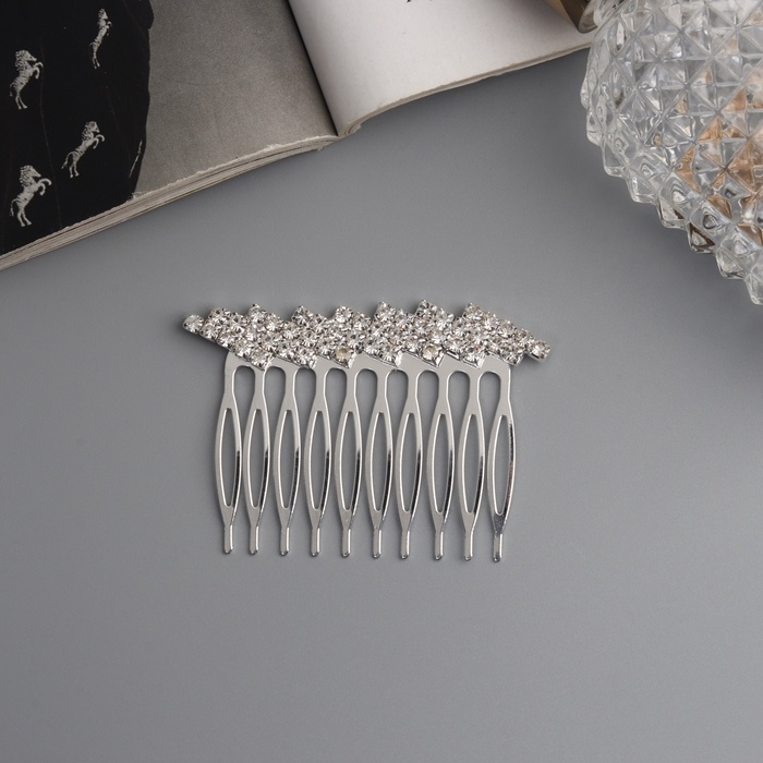 Гребень для волос  Гребень для волос "Медея" полосы диагональ, 6х4,5 см, серебро