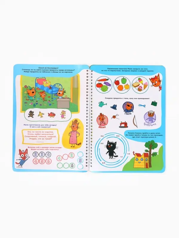 Книга многоразовая &laquo;Замечательные задачки&raquo;, А4, 32 стр., 4 маркера, Три кота