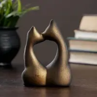Фигурка керамика &laquo;Коты Влюбленные с бантиками&raquo;, чёрные, 5&times;9&times;12 см