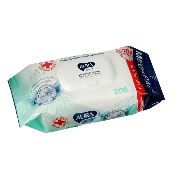 Влажные салфетки Aura Family, для всей семьи, 200 шт.