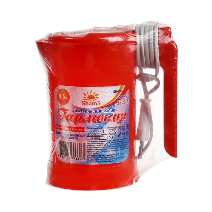 Чайник электрический ShamS SH-002 Гармония, 0.5 л, пластик, 800 Вт, красный Чайник электрический ShamS SH-002 Гармония, 0.5 л, пластик, 800 Вт, красный