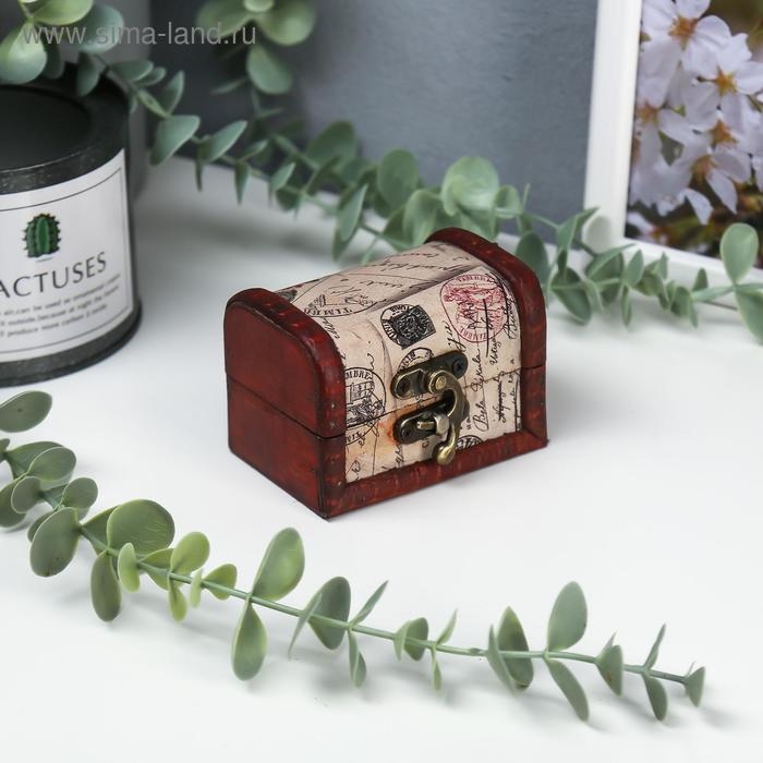 Шкатулка дерево сундучок  Шкатулка дерево сундучок "Цветущий город" 6х8х5,5 см