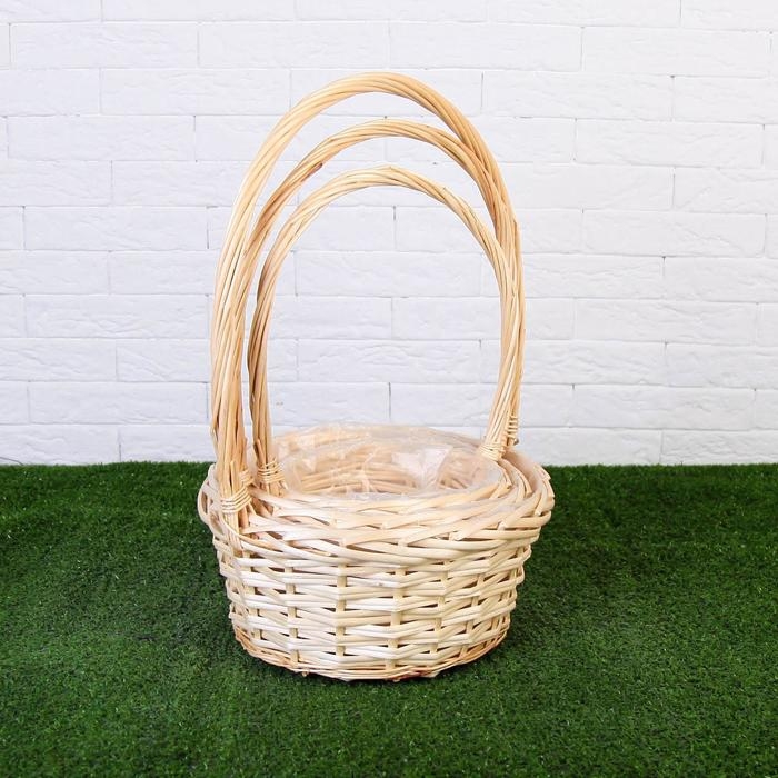 Набор корзин «Плетёнка», 3 шт,( 28×14/45  - 24×13/41 -19×11/37) см, ива натуральная Набор корзин «Плетёнка», 3 шт,( 28×14/45  - 24×13/41 -19×11/37) см, ива натуральная