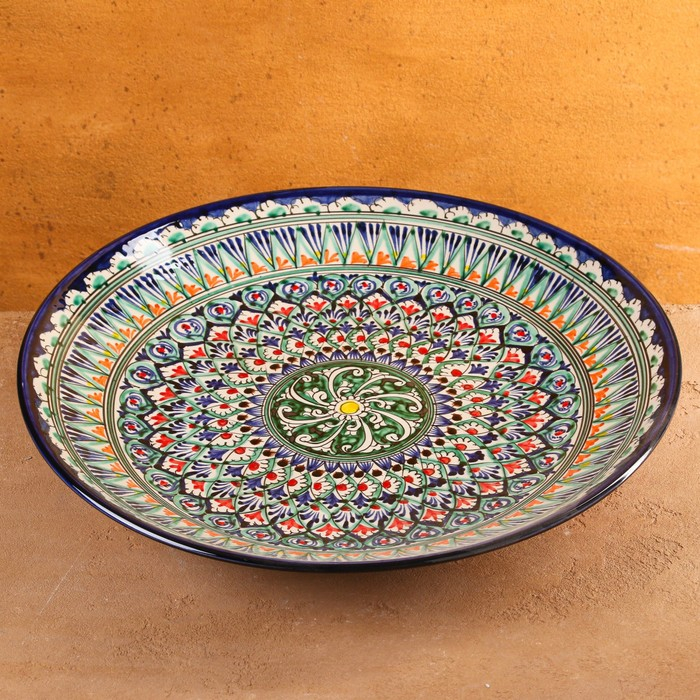 Ляган Риштанская Керамика  Ляган Риштанская Керамика "Узоры", 42 см, синий микс