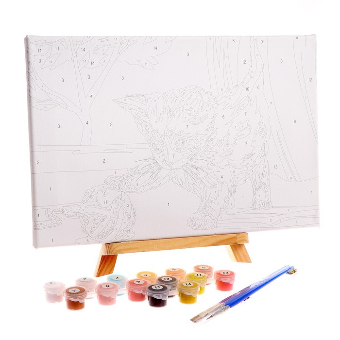 Картина по номерам на холсте с подрамником «Котёнок с клубком», 30х20 см