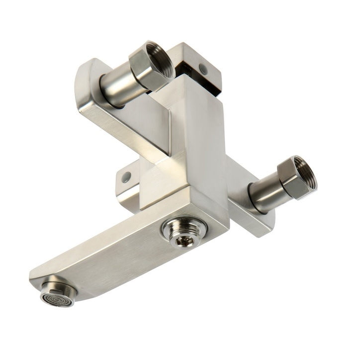 Смеситель для ванны ZEIN, квадрат, короткий излив, с душевым набором,  нержав сталь, сатин Смеситель для ванны ZEIN, квадрат, короткий излив, с душевым набором,  нержав сталь, сатин