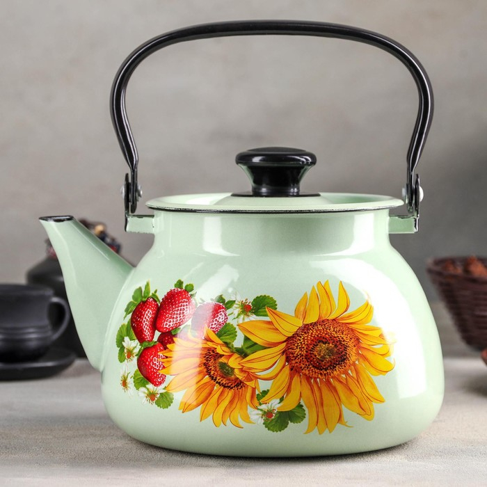 Чайник сферический, 3 л, индукция, деколь МИКС, цвет салатовый Чайник сферический, 3 л, индукция, деколь МИКС, цвет салатовый