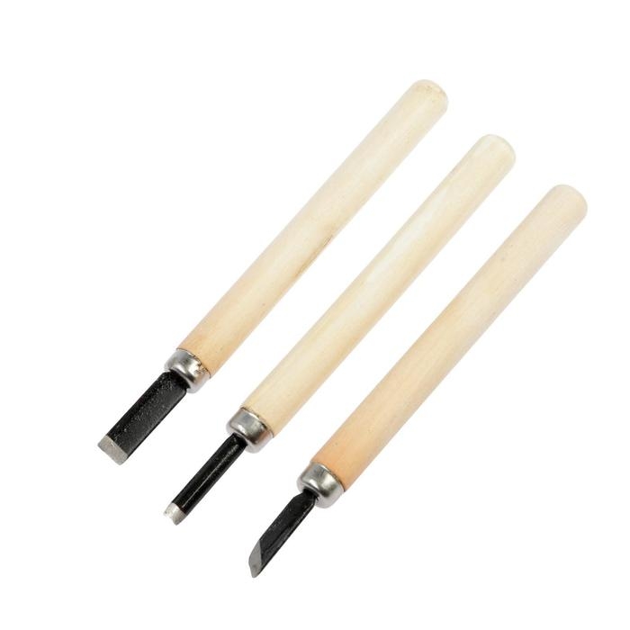 Набор резцов по дереву ТУНДРА, деревянная рукоятка, 3 шт. Набор резцов по дереву ТУНДРА, деревянная рукоятка, 3 шт.