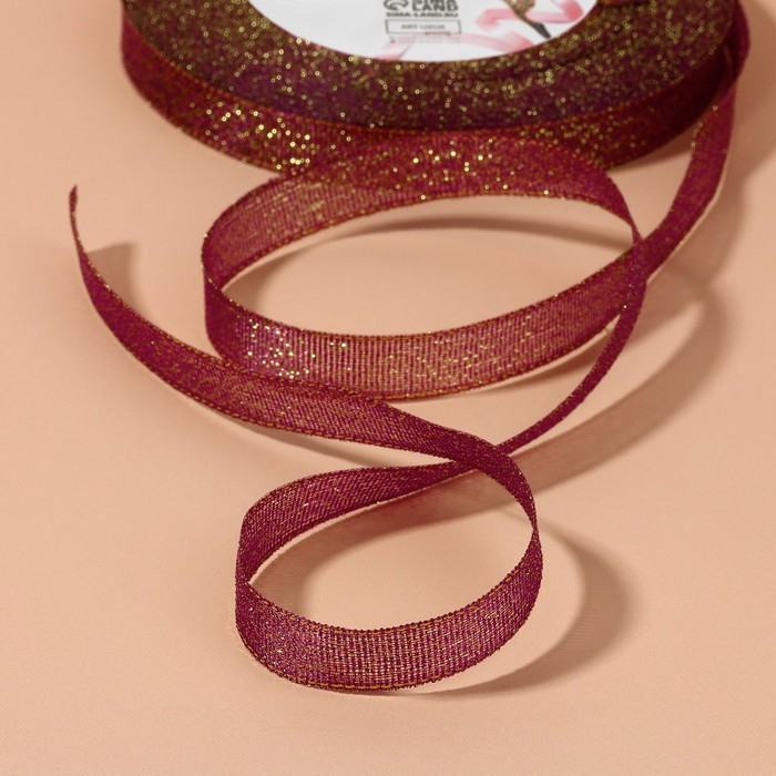 Лента парчовая, 10 мм, 23 ± 1 м, цвет сливовый №012 Лента парчовая, 10 мм, 23 ± 1 м, цвет сливовый №012