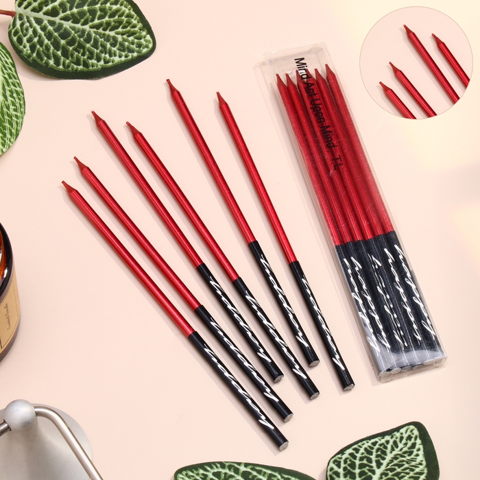 Свечи в торт Свечи в торт "Праздник", 6 шт, 14,5 см, красный с чёрным