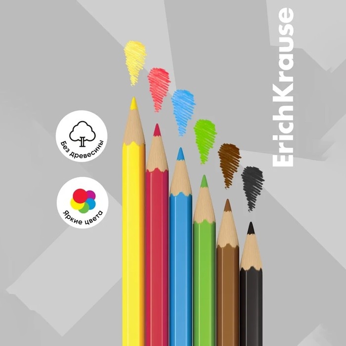Карандаши 6 цветов, ErichKrause, пластик, шестигранные, 2,6 мм грифель, картонная упаковка, европодвес Карандаши 6 цветов, ErichKrause, пластик, шестигранные, 2,6 мм грифель, картонная упаковка, европодвес