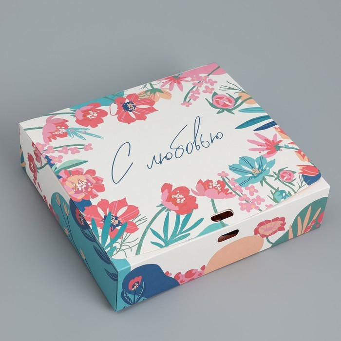 Коробка подарочная складная двухсторонняя, упаковка, «Цветы», 20 х 18 х 5 см Коробка подарочная складная двухсторонняя, упаковка, «Цветы», 20 х 18 х 5 см