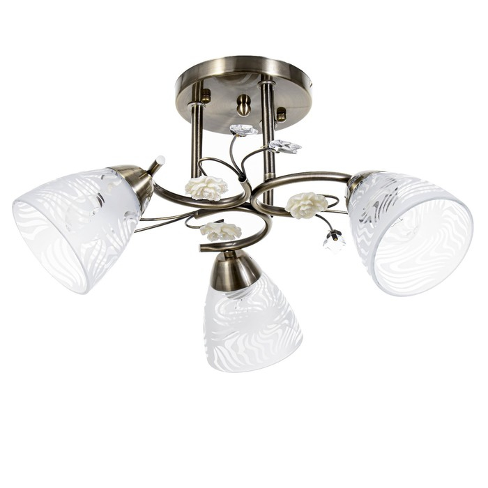 Люстра Люстра "Летний цвет" 3х60Вт E27 античная бронза 43х43х25см