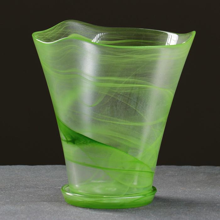 Горшок цветочный с поддоном  Горшок цветочный с поддоном "Кристина" большой, алебастр зелёный  1,8  л