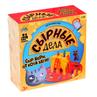 Настольная игра-бродилка «Сырные дела»: кубик, фишки-мышки, кот, сырные кусочки, 2-4 игрока, 3+