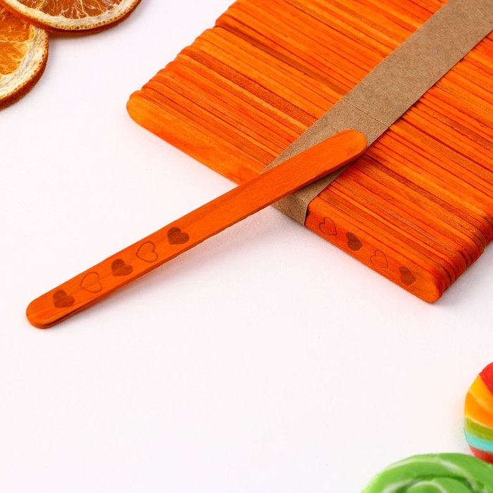 Палочки для мороженого деревянные «Сердечки», набор 50 шт, 11.4 х 1 см Палочки для мороженого деревянные «Сердечки», набор 50 шт, 11.4 х 1 см