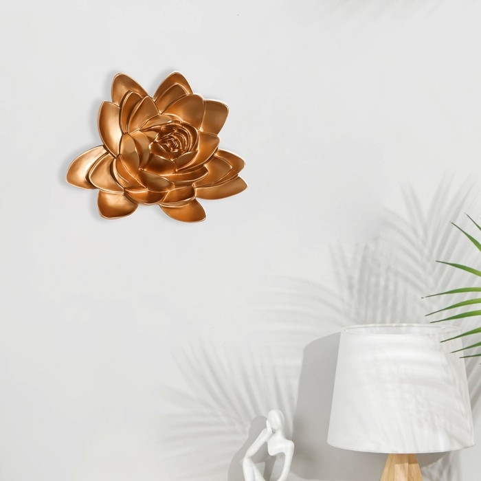 Декорация настенная панно, Декорация настенная панно, "Лотос" 14 x 15 см, золото