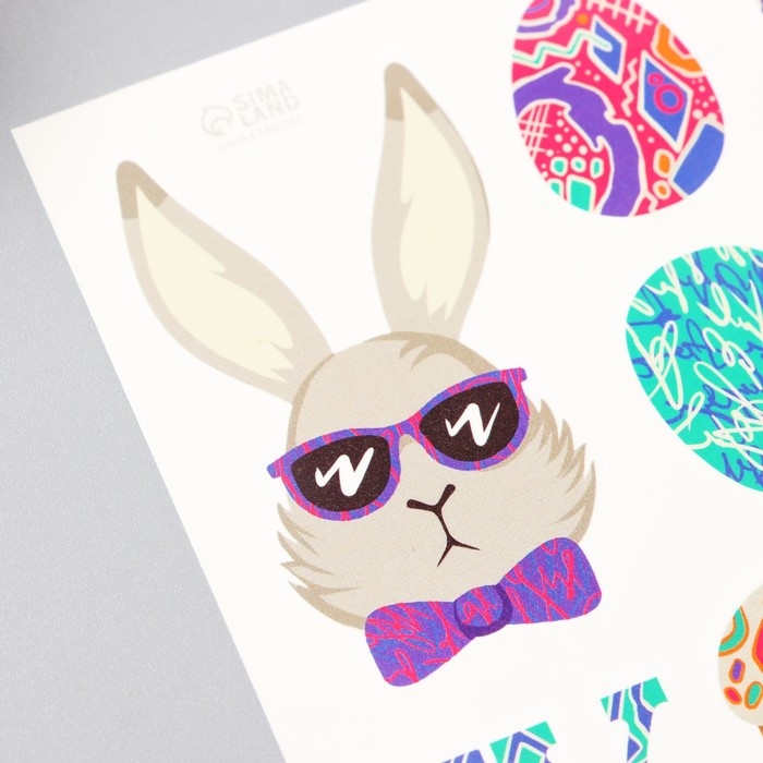 Татуировка на тело цветная  Татуировка на тело цветная "Кролик в очках" 10х10 см