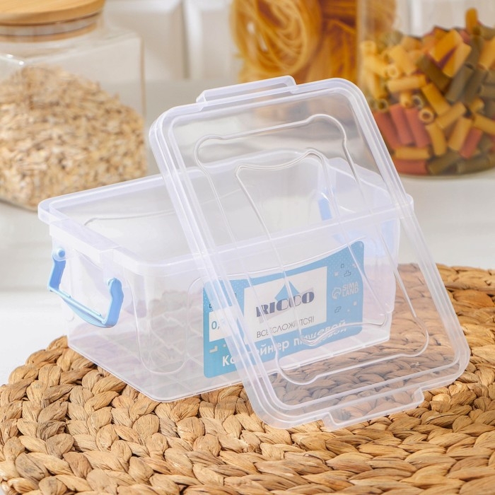 Контейнер пищевой RICCO, 900 мл, 18×11×8 см, прямоугольный, прозрачный
