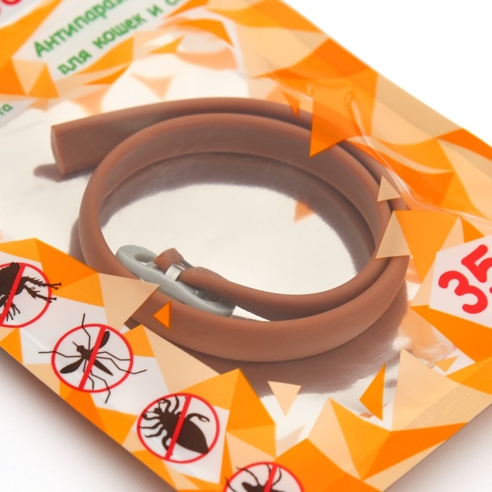 Биоошейник Биоошейник "ПИЖОН" для кошек и маленьких собак, от блох и клещей, коричневый, 35 см