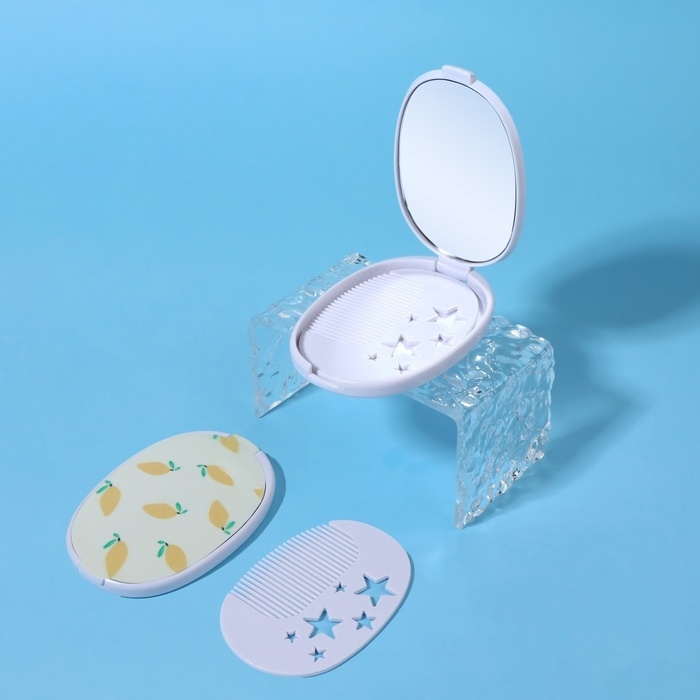 Зеркало складное «Лимон», с расчёской, 6,5 × 9,5 см Зеркало складное «Лимон», с расчёской, 6,5 × 9,5 см