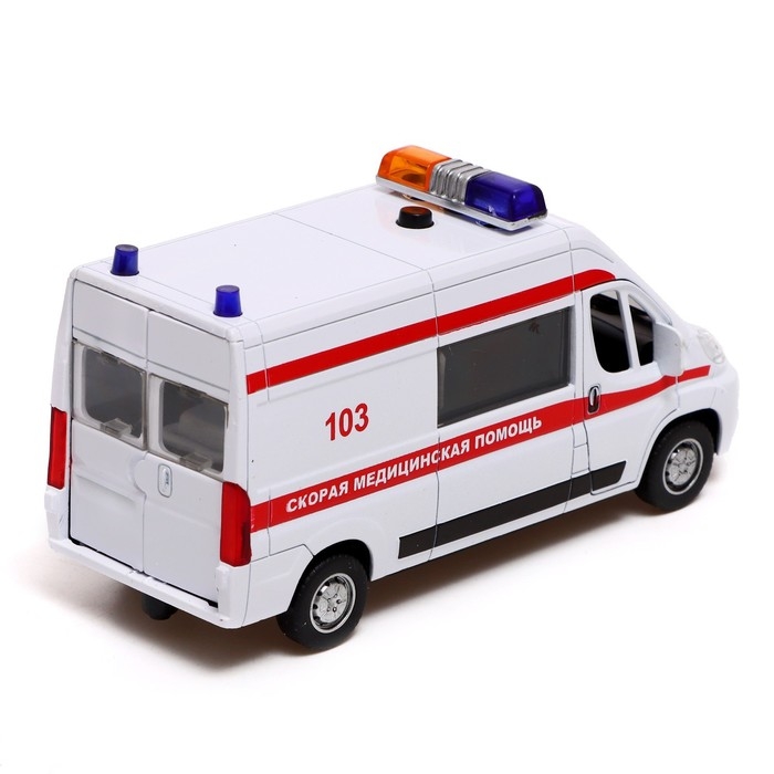 Машина металлическая «Citroen Jumper. Скорая», 14 см, световые и звуковые эффекты, открываются двери, инерция, цвет белый Машина металлическая «Citroen Jumper. Скорая», 14 см, световые и звуковые эффекты, открываются двери, инерция, цвет белый